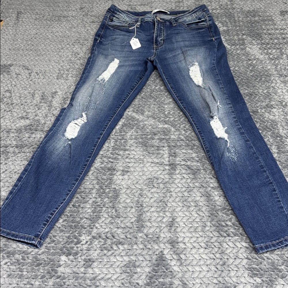 Kancan Distressed Dark Blue Women's Slim Jeans